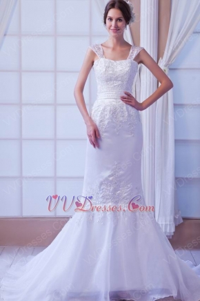 Straps Appliques Bodice Mermaid Skirt Bridal Gowns 2014