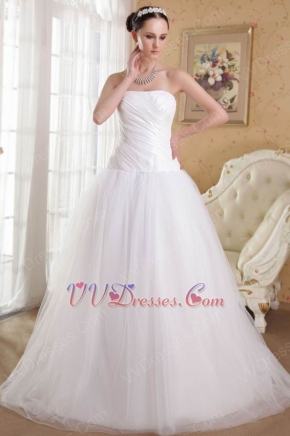 Simple White Princess Strapless Custom Make Wedding Dress