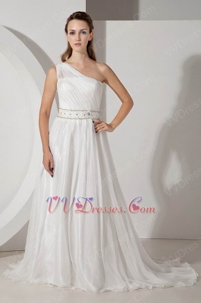 Casueal One Shoulder A-line Ivory Chiffon Bridal Dress Sample Sale