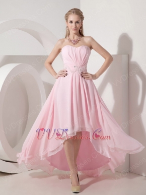 Sweetheart High-low Baby Pink Chiffon Skirt Prom Dress