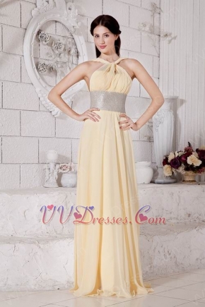 Straps Halter Yellow Formal Evening Dress For Juniors