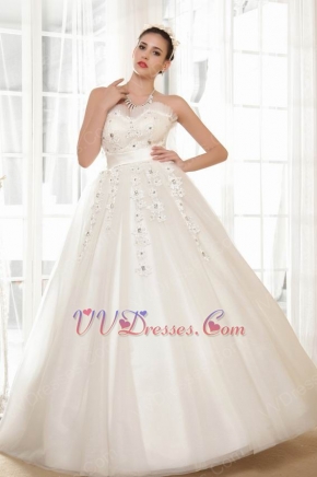 Noble Beaded Bodice With Appliques A-line Wedding Gown Cheap