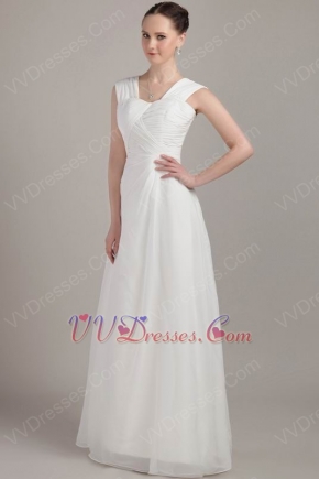 White Wide Straps Bridesmaid Dress