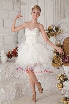 Mini Ivory Organza Graduation Dress For High School