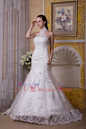 Mermaid Halter High Neck Casual Bridal Wedding Dress For Bride Low Price