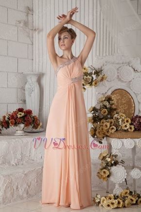 Wholesale One Shoulder Other Side Zipper Orange Pink Prom Dress China