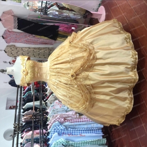 Glory Off Shoulder Gold Puffy Lace Dress Finished By Quinceanera Factory