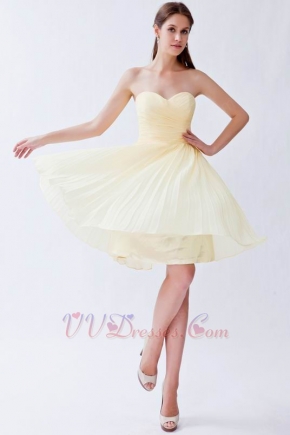 Sweetheart Light Yellow Mini Bridesmaid Dress Under 100