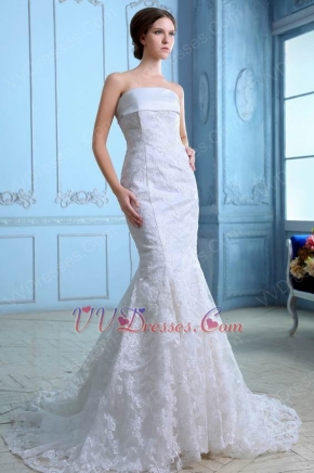 Exclusive Appliqued Empire Mermaid Fishtail Wedding Dress Slender