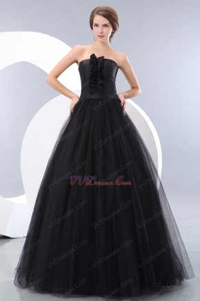 Modest Floor Length Skirt Black Quinceanera Dress