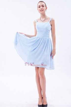 Square Baby Blue Short Bridesmaid Dress Under 100 Dollars