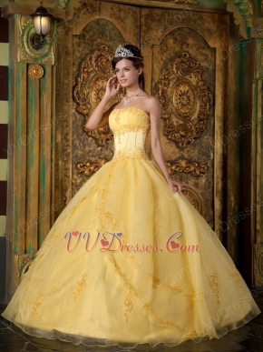 Strapless Yellow Floor Length Skirt Nice Quinceanera Dress