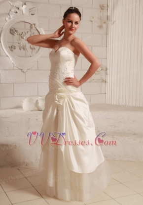 Fashionable A-line Taffeta Ivory Wedding Dress Floor Length Low Price