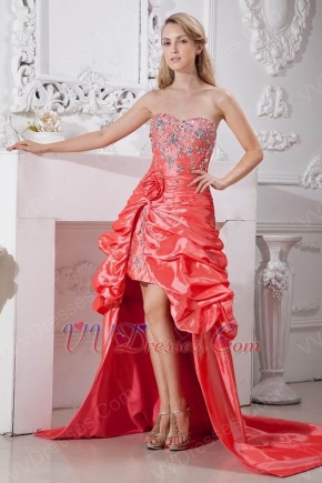 Crystal Coral Pink Asymmetrical Buy Pageant Evening Dresses