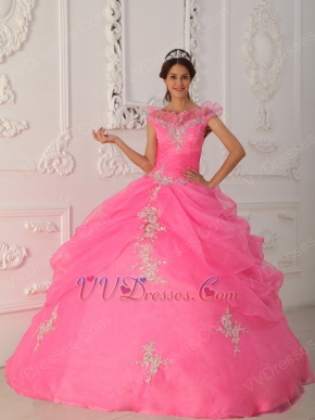 Off The Shoulder Hot Pink Allure Quinceanera Dress Applique