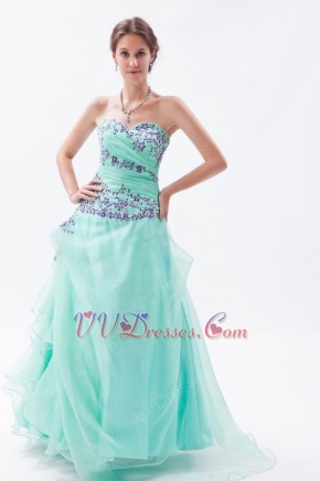 Brand New Light Cyan Celebrity Prom Dress With Embroidery