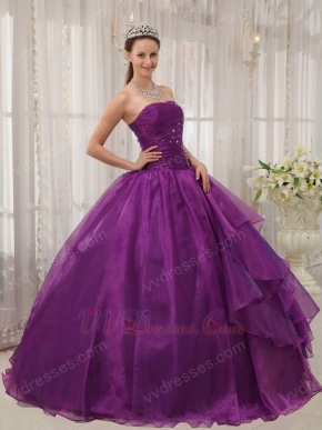 Purple Quinceanera Dress With Puffy Floor Length Skirt