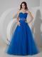 Floor-length Ultramarine Blue Tulle Desiner Prom Dress