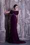 Bateau Dark Purple Chiffon Mother Of The Bride Dress Cheap Modest