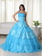 Cheap Aqua One Shoulder Layers Skirt Dress For Quinceanera Like Princess