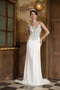 Column Spaghetti Straps White Chiffon Prom Dress With Colorful Crystals Inexpensive