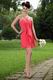 Simple V Hot Pink Chiffon Short Bridesmaid Dress