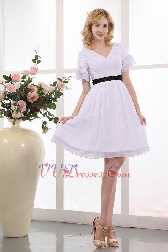 white dress with black belt